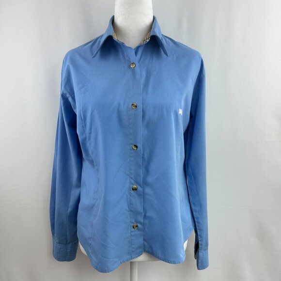 Rare Vintage Burberry Blue Cotton Shirt – Preppy Minimalist - Women's Medium - Picture 2 of 14
